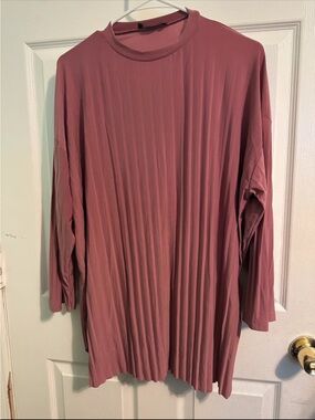 Women's Pleated Long Sleeve Top - Dusty Rose